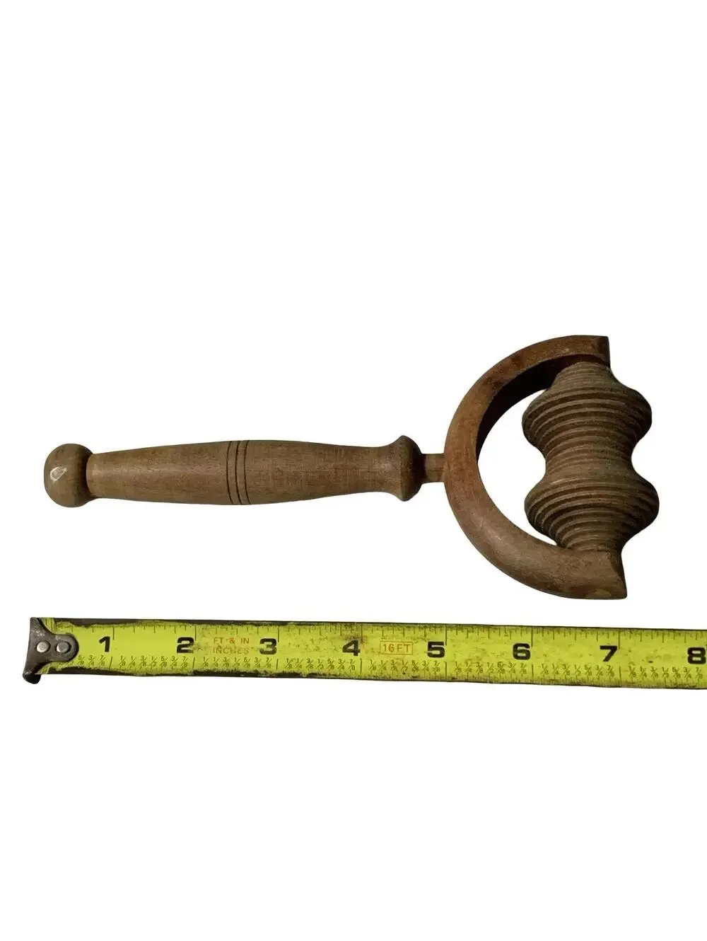 Vintage Handheld Massage Roller Brown Double Ribbed Wheel Manual Mini